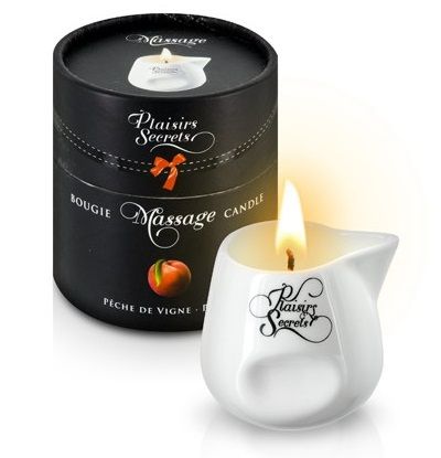 Массажная свеча с ароматом персика Bougie Massage Gourmande Pêche - 80 мл. - Plaisir Secret - купить с доставкой в Москве