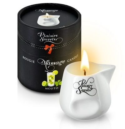 Массажная свеча с ароматом мохито Bougie de Massage Mojito - 80 мл. - Plaisir Secret - купить с доставкой в Москве