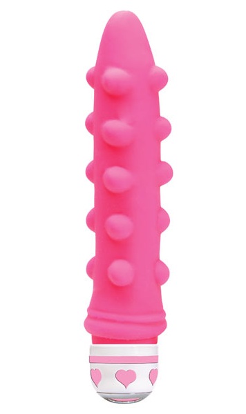 Розовый  рельефный вибромассажер - 16,5 см. - Dream Toys