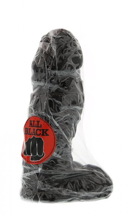 Чёрный фаллоимитатор с точками у мошонки All Black - 18 см. - Mister B