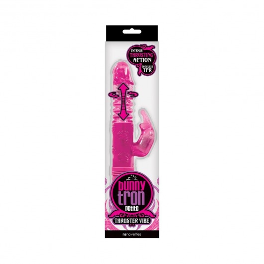 Вибромассажер с клиторальной стимуляцией BunnyTron Petite Thruster Vibe - 25 см. - NS Novelties