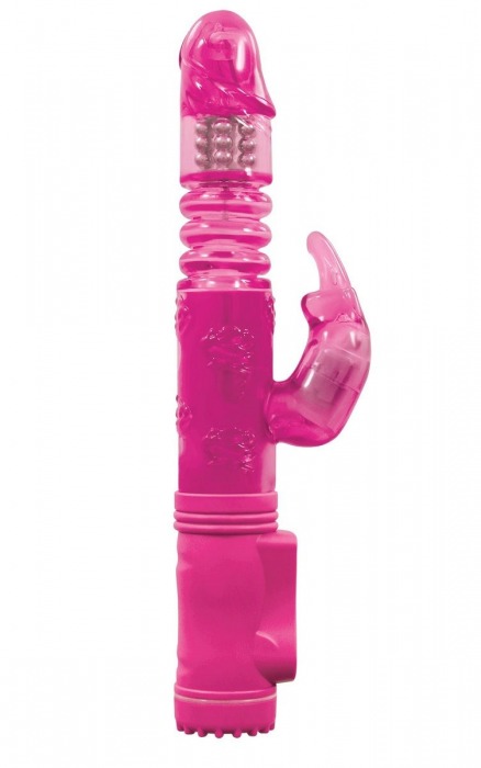 Вибромассажер с клиторальной стимуляцией BunnyTron Petite Thruster Vibe - 25 см. - NS Novelties