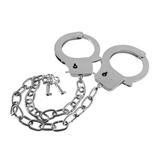Наручники на длинной цепочке с ключами Metal Handcuffs Long Chain - Blush Novelties - купить с доставкой в Москве