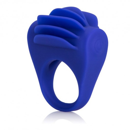 Синее эрекционное кольцо с рёбрышками и вибрацией Silicone Fluttering Enhancer - California Exotic Novelties - в Москве купить с доставкой