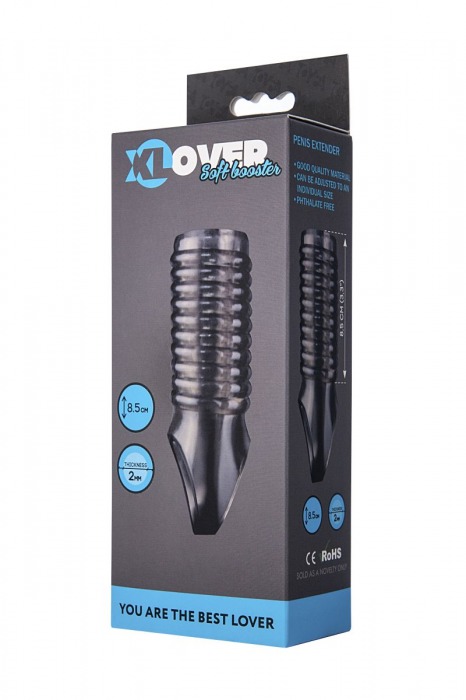 Дымчатая насадка с рёбрышками и подхватом мошонки ToyFa XLover - 12,5 см. - ToyFa - в Москве купить с доставкой