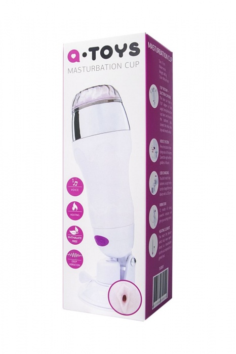 Мастурбатор-вагина в белой колбе с присоской и функцией нагрева - A-toys - в Москве купить с доставкой