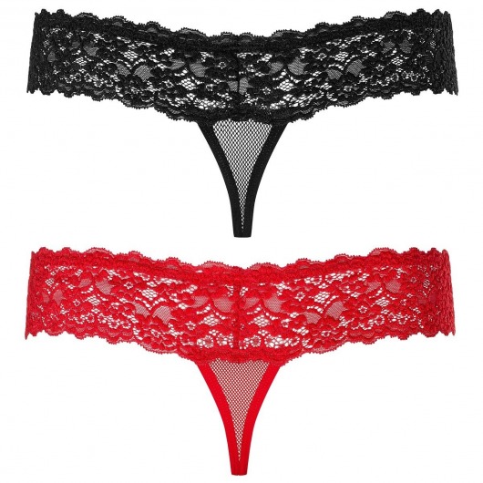 Набор из 2 разноцветных трусиков-стрингов Lacea - Obsessive купить с доставкой