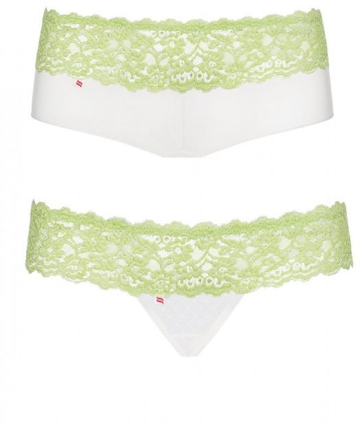 Набор из белых шортиков и трусиков-стринг Lacea с цветным ажурным поясом - Obsessive купить с доставкой