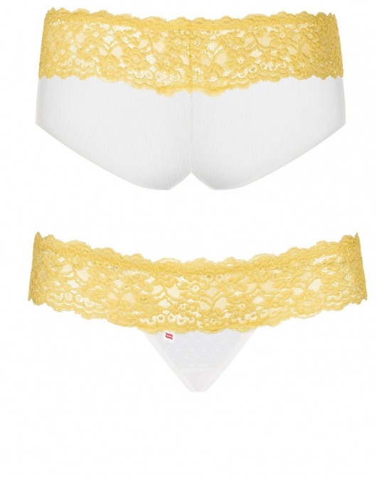 Набор из белых шортиков и трусиков-стринг Lacea с цветным ажурным поясом - Obsessive купить с доставкой