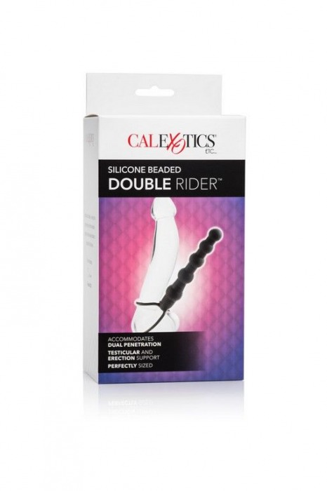 Насадка на пенис для двойного проникновения Silicone Beaded Double Rider - 14 см. - California Exotic Novelties - в Москве купить с доставкой