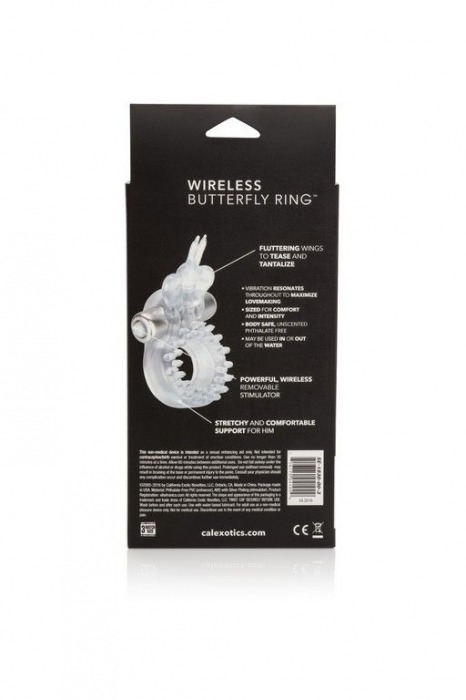Прозрачное эрекционное кольцо с вибрацией Wireless Butterfly Ring - California Exotic Novelties - в Москве купить с доставкой