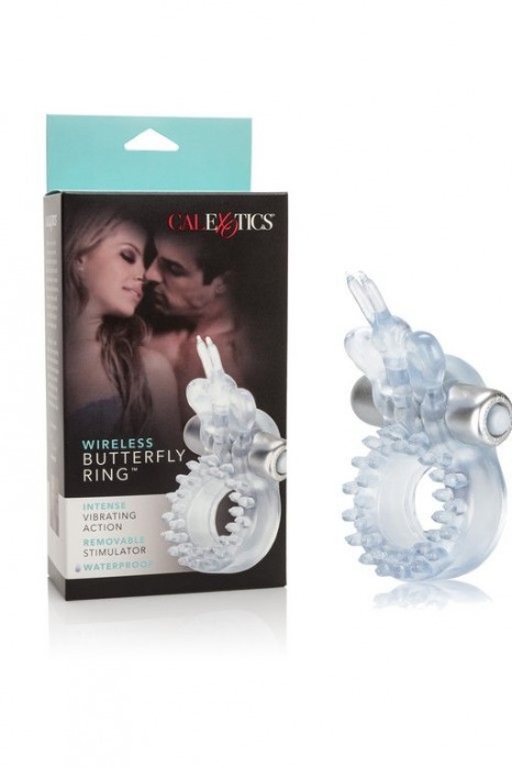 Прозрачное эрекционное кольцо с вибрацией Wireless Butterfly Ring - California Exotic Novelties - в Москве купить с доставкой