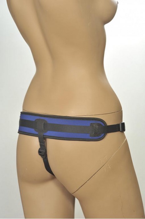Сине-чёрные трусики с плугом Kanikule Strap-on Harness Anatomic Thong - Kanikule - купить с доставкой в Москве