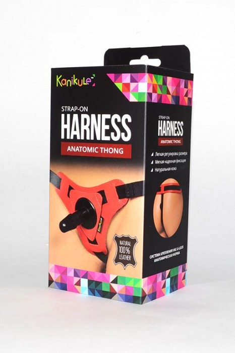 Красно-черные трусики с плугом Kanikule Strap-on Harness Anatomic Thong - Kanikule - купить с доставкой в Москве