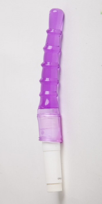 Фиолетовый анальный вибратор с рёбрышками - 23 см. - White Label