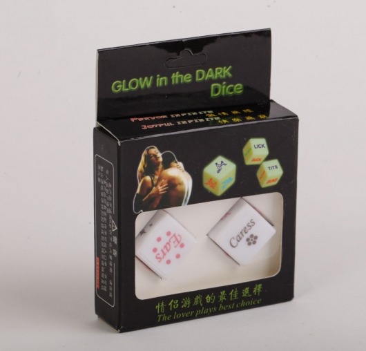 Светящиеся в темноте игровые кости для любовных игр - White Label - купить с доставкой в Москве