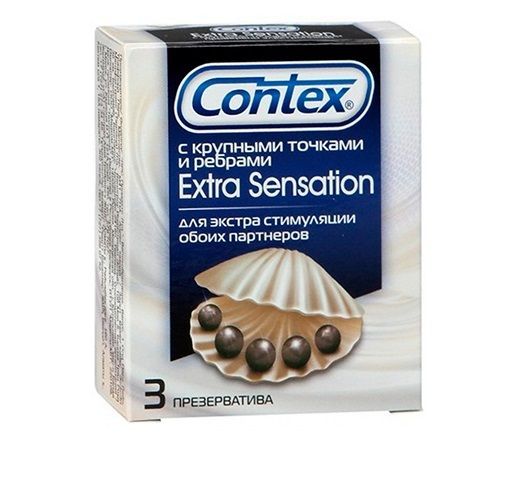 Презервативы с крупными точками и рёбрами Contex Extra Sensation - 3 шт. - Contex - купить с доставкой в Москве