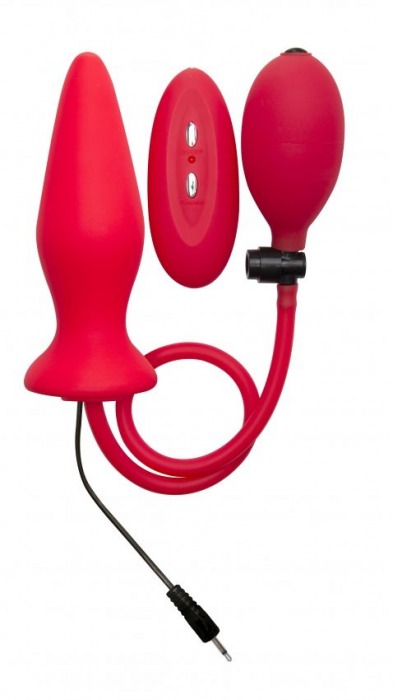 Красный анальный стимулятор с функцией расширения и вибрацией Inflatable Vibrating Silicone Plug - 12,2 см. - Shots Media BV