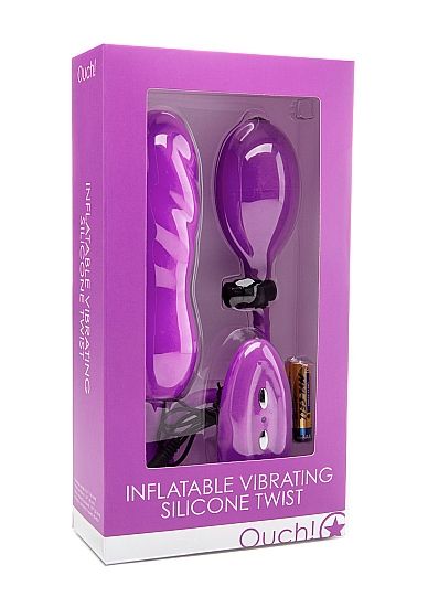 Фиолетовый расширяющийся анальный виброплаг с грушей - 14,5 см. - Shots Media BV
