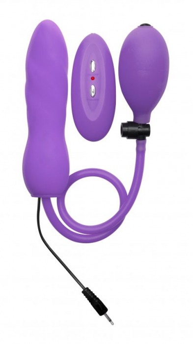 Фиолетовый расширяющийся анальный виброплаг с грушей - 14,5 см. - Shots Media BV