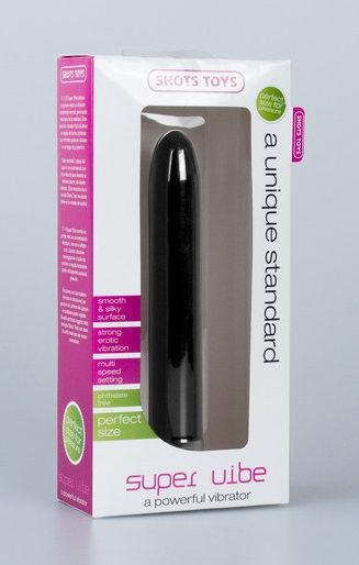 Чёрный классический вибратор Super Vibe - 17,2 см. - Shots Media BV
