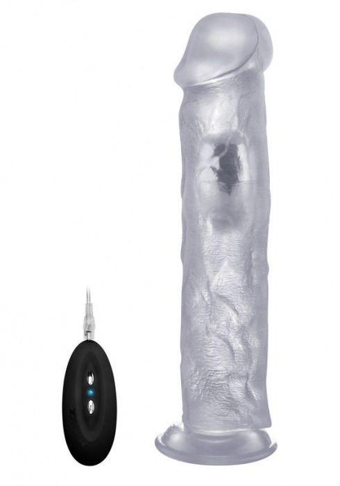Прозрачный вибратор-реалистик Vibrating Realistic Cock 11  - 27,5 см. - Shots Media BV