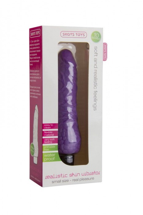 Фиолетовый вибратор-реалистик Realistic Skin Vibrator Small - 16,3 см. - Shots Media BV