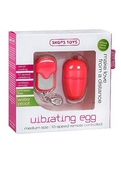 Красное виброяйцо 10 Speed Remote Vibrating Egg Medium с пультом ДУ - Shots Media BV