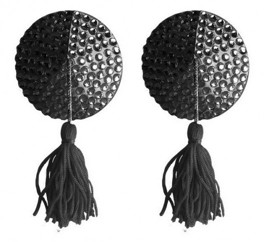 Чёрные круглые пестисы Nipple Tassels Round - Shots Media BV купить с доставкой