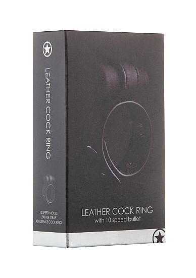 Утяжка на пенис с виброэлементом Leather Cock Ring - Shots Media BV - в Москве купить с доставкой