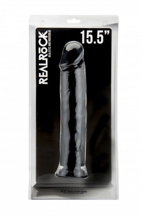 Чёрный фаллоимитатор-гигант Realistic Cock 15,5 Inch No Scrotum - 39,5 см. - Shots Media BV