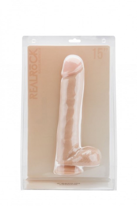 Телесный фаллоимитатор Realistic Cock 15  With Scrotum - 38 см. - Shots Media BV
