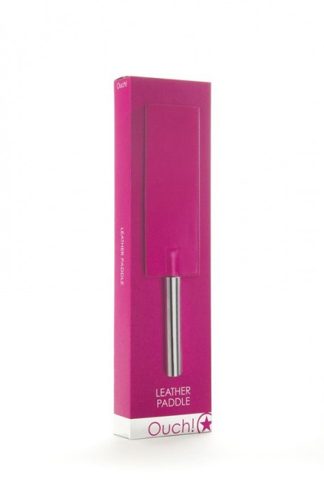 Розовая прямоугольная шлёпалка Leather Paddle - 35 см. - Shots Media BV - купить с доставкой в Москве