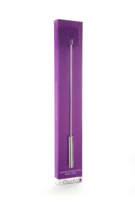 Фиолетовая шлёпалка Leather Square Tiped Crop с наконечником-квадратом - 56 см. - Shots Media BV - купить с доставкой в Москве