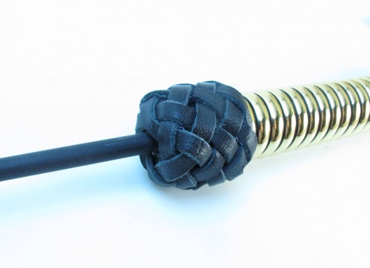 Чёрный королевский стек с золотистой рукоятью - 76 см. - БДСМ Арсенал - купить с доставкой в Москве