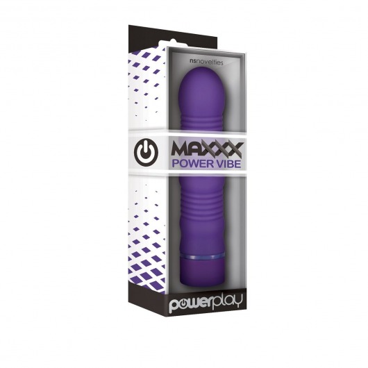 Фиолетовый ребристый вибромассажёр Maxx Power Vibe - 19 см. - NS Novelties