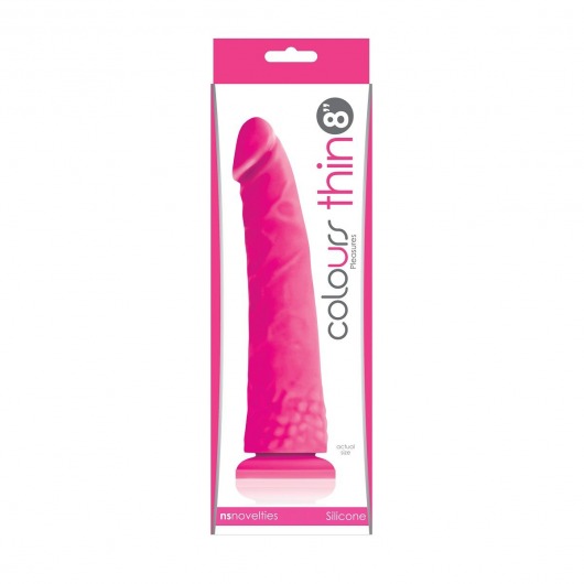 Розовый фаллоимитатор без мошонки Pleasures Thin 8 Dildo - 20 см. - NS Novelties