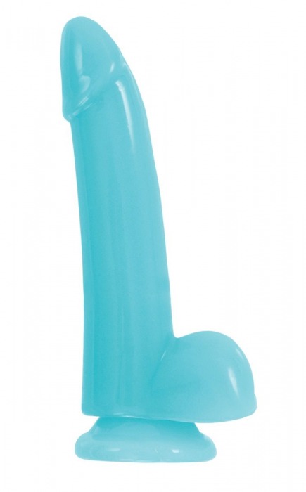 Голубой фаллоимитатор Smooth Glowing Dong 5 - 14,4 см. - NS Novelties