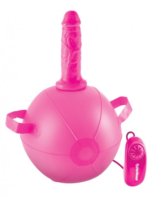 Розовый надувной мяч с вибронасадкой Vibrating Mini Sex Ball - 15,2 см. - Pipedream - купить с доставкой в Москве