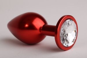 Красная анальная пробка с прозрачным стразом - 7,6 см. - 4sexdreaM - купить с доставкой в Москве