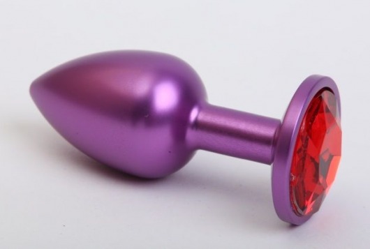 Фиолетовая анальная пробка с красным стразом - 7,6 см. - 4sexdreaM - купить с доставкой в Москве