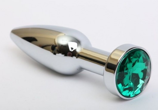 Удлинённая серебристая пробка с зеленым кристаллом - 11,2 см. - 4sexdreaM - купить с доставкой в Москве