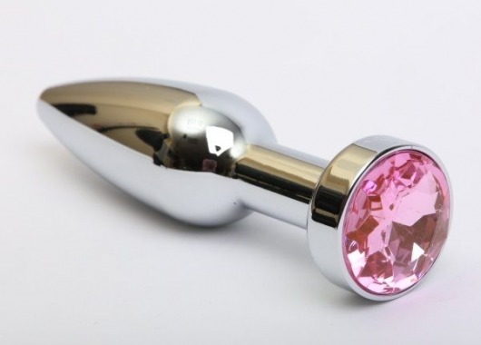 Удлинённая серебристая пробка с розовым кристаллом - 11,2 см. - 4sexdreaM - купить с доставкой в Москве