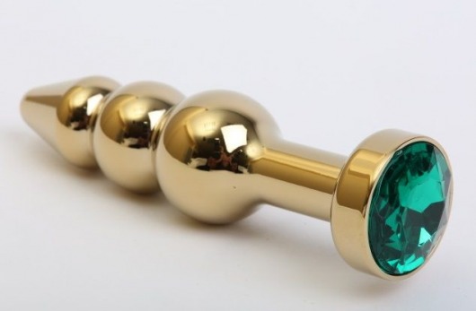 Золотистая анальная ёлочка с зеленым кристаллом - 11,2 см. - 4sexdreaM - купить с доставкой в Москве