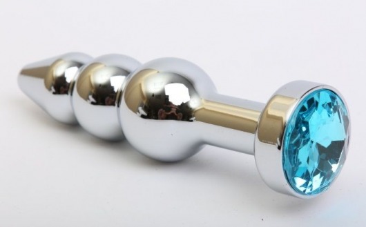 Серебристая анальная ёлочка с голубым кристаллом - 11,2 см. - 4sexdreaM - купить с доставкой в Москве