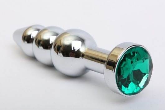 Серебристая анальная ёлочка с зеленым кристаллом - 11,2 см. - 4sexdreaM - купить с доставкой в Москве