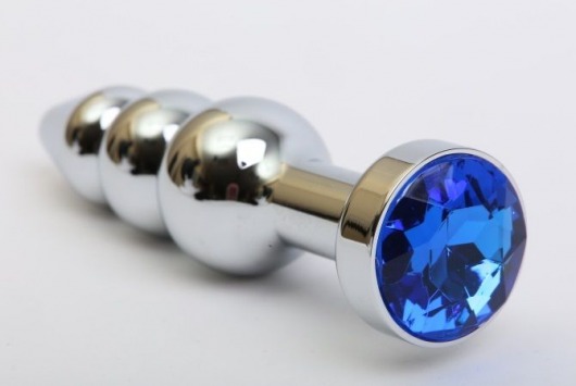 Серебристая анальная ёлочка с синим кристаллом - 11,2 см. - 4sexdreaM - купить с доставкой в Москве