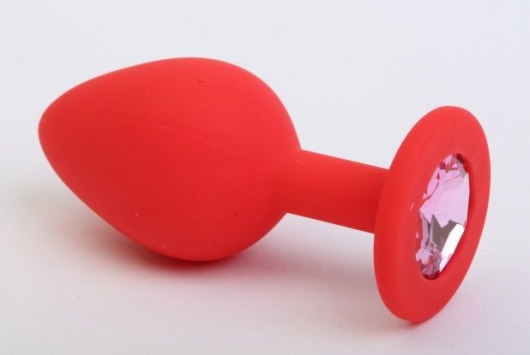Красная силиконовая пробка с розовым стразом - 7,1 см. - 4sexdreaM - купить с доставкой в Москве