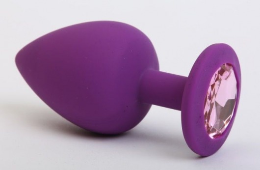 Фиолетовая силиконовая пробка с розовым стразом - 7,1 см. - 4sexdreaM - купить с доставкой в Москве