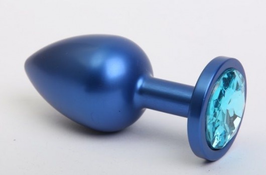 Синяя анальная пробка с голубым стразом - 7,6 см. - 4sexdreaM - купить с доставкой в Москве